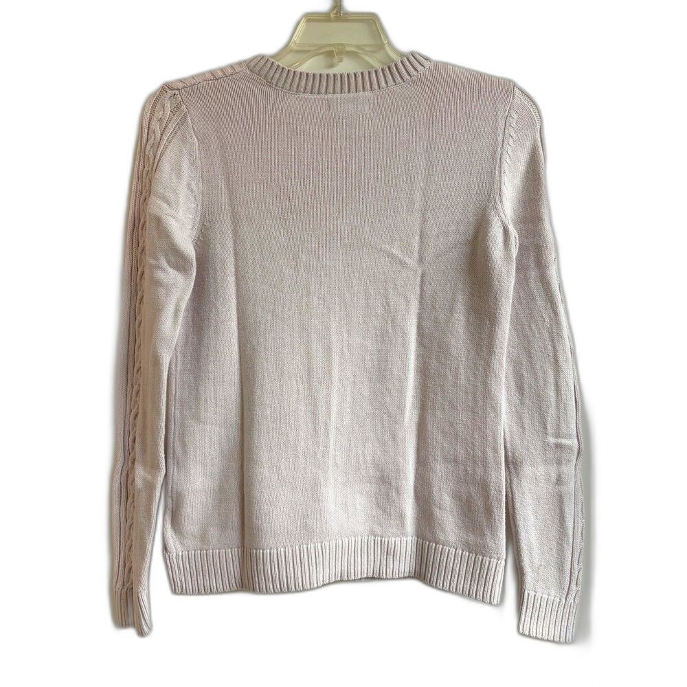 Cable Knit Cotton Nylon Sweater Lot Bundle 2Pc Crew V Neck Pale Pink Dark Gray S - Picture 3 of 10